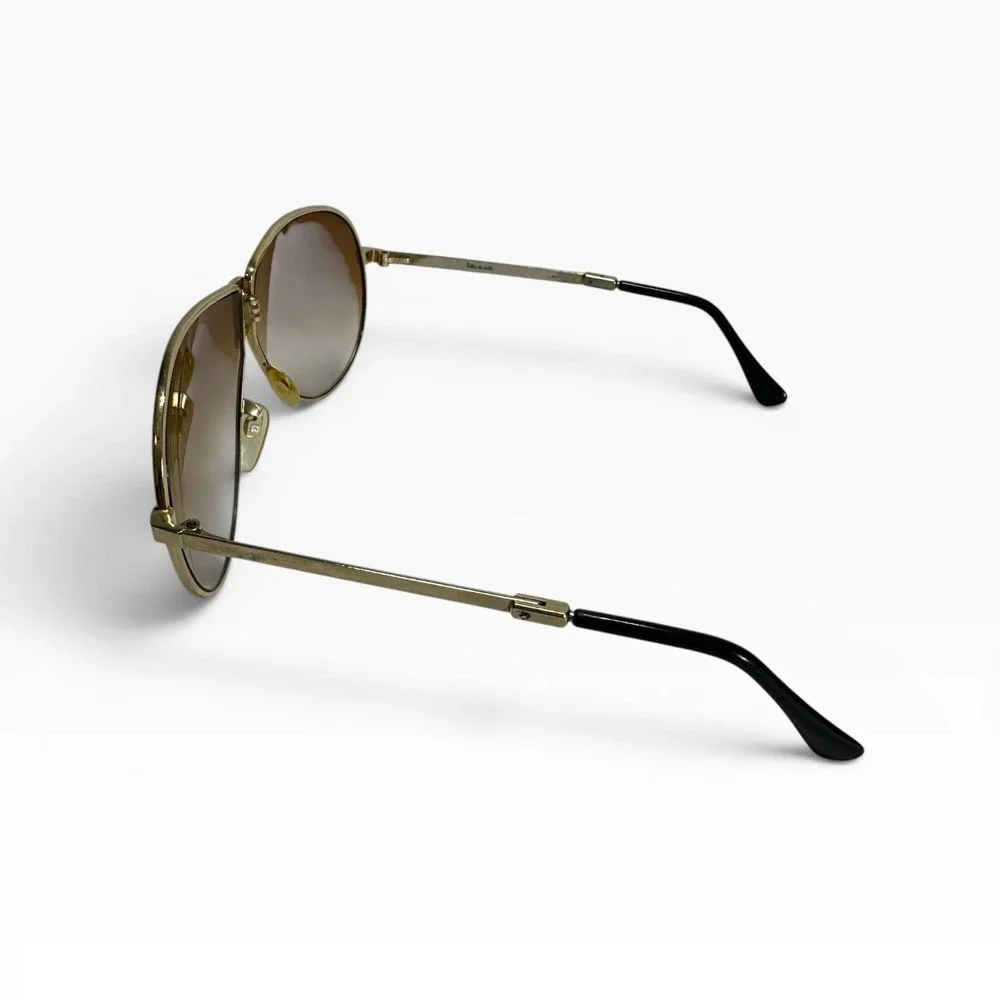 Ferrari Folding Aviator Sunglasses Mens Gold Brown Gradient Vintage Case